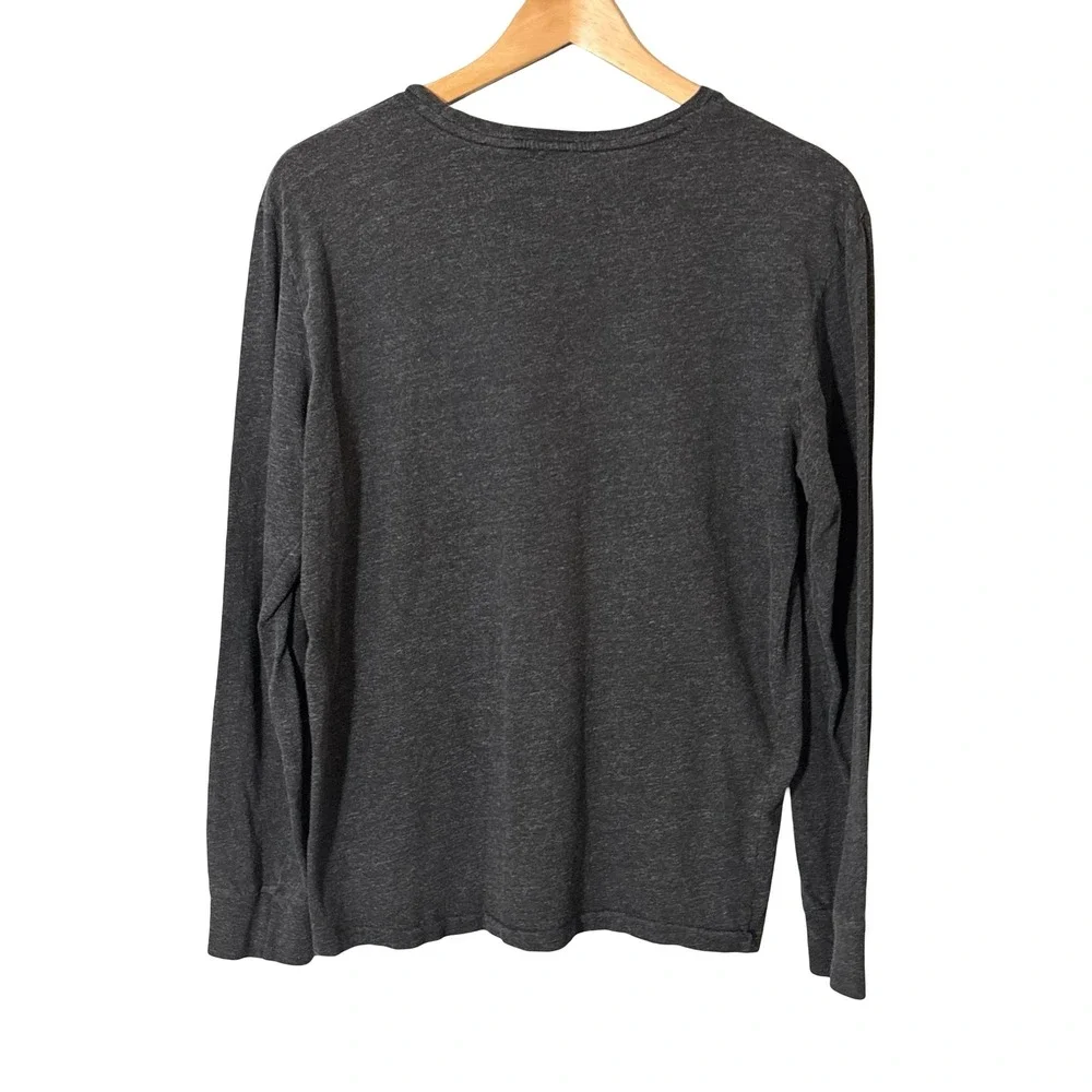 Polo Ralph Lauren Mens Medium Gray Cotton Long Sleeve Pony Logo T-Shirt‎